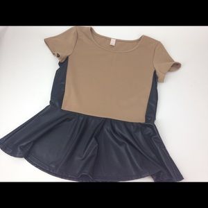 Minx Colorblock peplum top Blouse Sz M USA